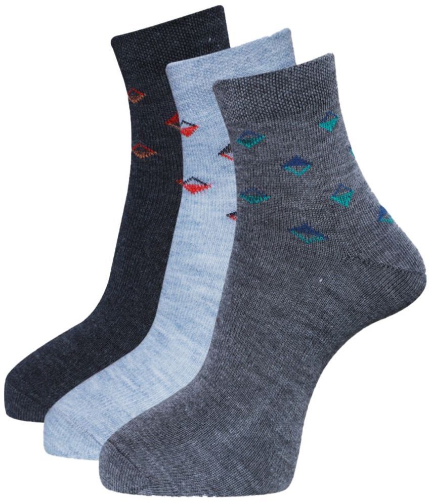     			Dollar - Woollen Men's Self Design Multicolor Ankle Length Socks ( Pack of 3 )