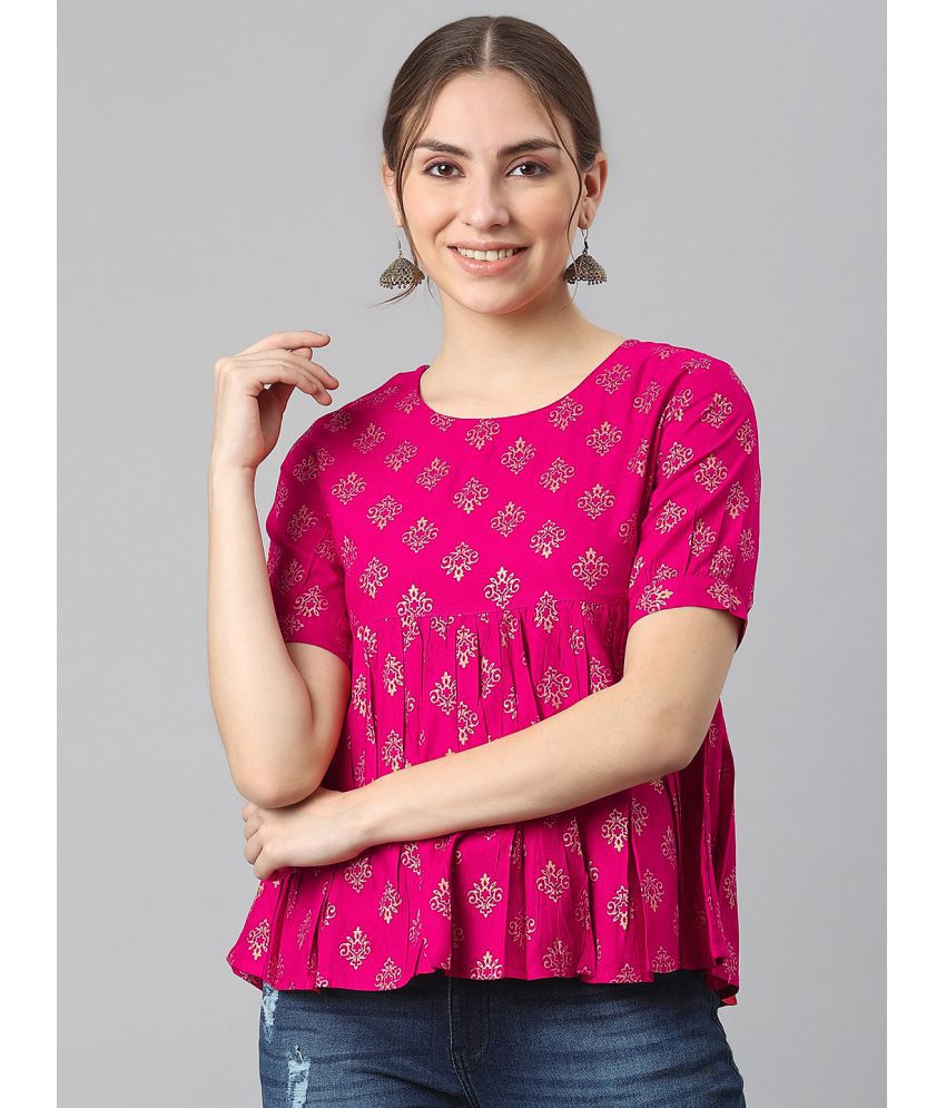     			JAIPUR VASTRA - Pink Rayon Women's A-Line Top ( Pack of 1 )
