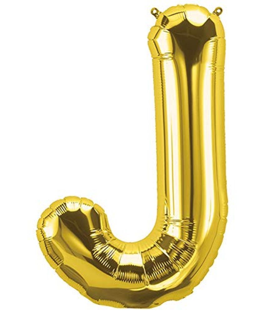     			Lalantopparties Alphabets Balloon J Letter Balloon 16 inch for Party Decoration, birthday, wedding, valentine, bachelorette, bachelors, christmas decoration, theme decoration Gold (Pack of 1 )