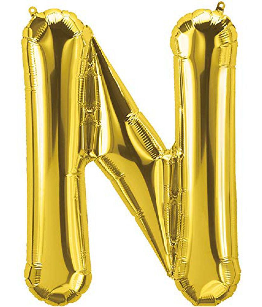     			Lalantopparties Alphabets Balloon N Letter Balloon 16 inch for Party Decoration, birthday, wedding, valentine, bachelorette, bachelors, christmas decoration, theme decoration Gold (Pack of 1 )