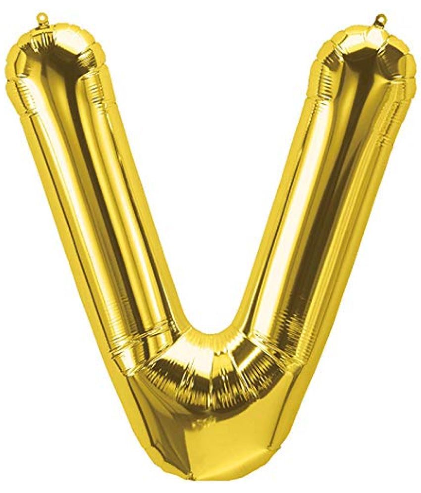     			Lalantopparties Alphabets Balloon V Letter Balloon 16 inch for Party Decoration, birthday, wedding, valentine, bachelorette, bachelors, christmas decoration, theme decoration Gold (Pack of 1 )