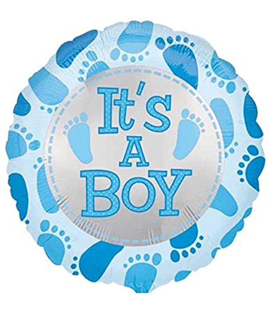     			Lalantopparties Baby decoration Its a Boy Printed Foil Balloon Round Blue Feet printed 18 inch Balloon for birthday decoration, theme decoration, surprise decoration, Multicolor (pack of 1)