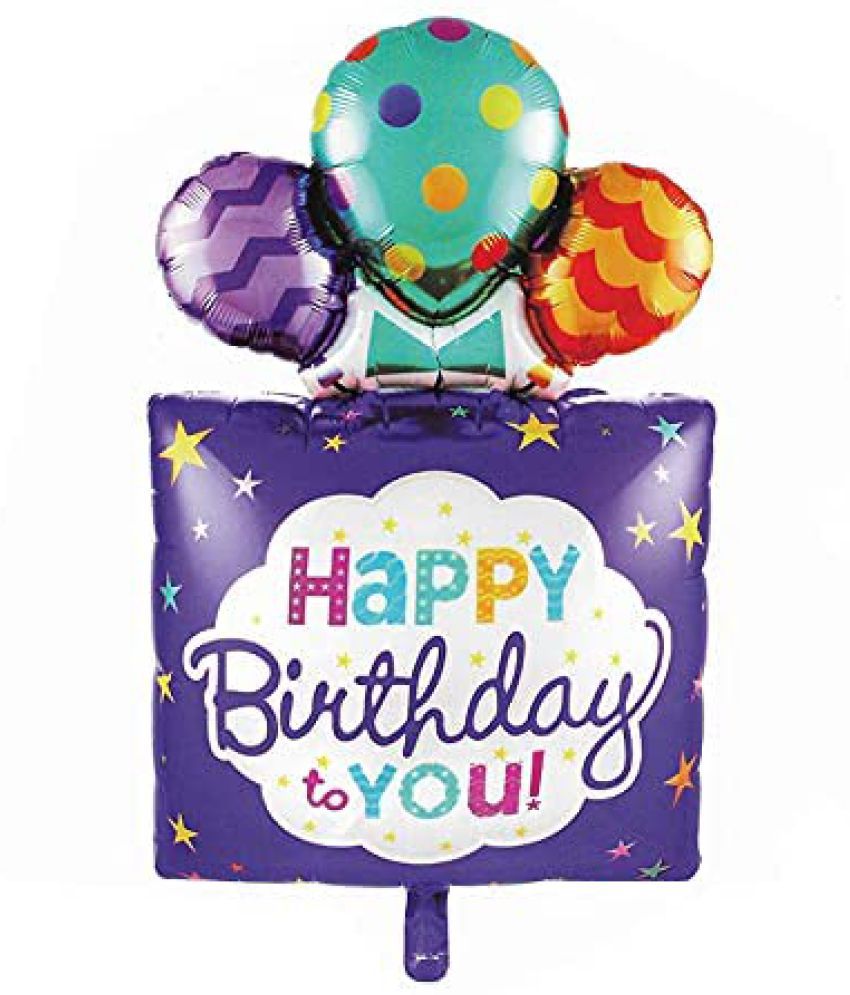     			Lalantopparties Gift Bag Shape Foil Balloon Happy Birthday Print, Thickened Helium Balloon for Birthday decoration, theme decoration, valentine, bachelorette, party, Purple 63 cm x 107 cm(Pack of 1)