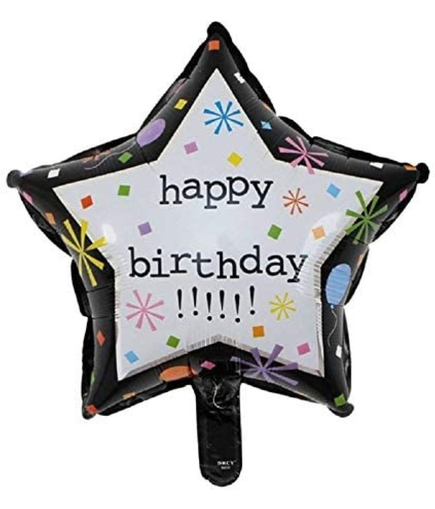     			Lalantopparties Happy Birthday Foil Balloon Star Shape Printed Round 18 inch Balloon For Birthday decoration, theme decoration, event decoration, bachelorette, bachelors party, Multicolor (Pack of 1)