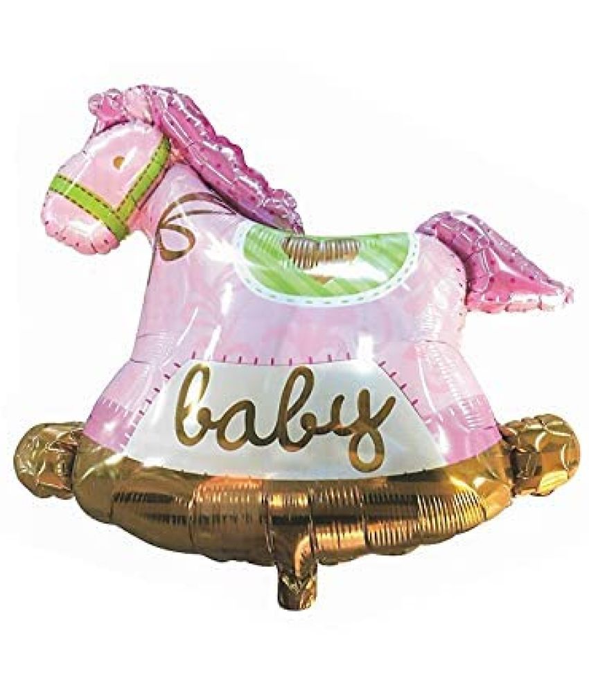     			Lalantopparties Horse Shaped Foil Balloon Baby Print, Thickened Helium Balloon for Birthday decoration, baby decoration, bachelorette, valentine, surprise decoration, 75 cm x 68 cm Pink (Pack of 1)