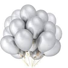     			Lalantopparties Metallic Balloons Latex 9 inch For birthday decoration, anniversary, valentine, baby surprise, wedding, engagement, bachelorette, bachelors party decoration, Silver (35 pcs Pack Of 1)