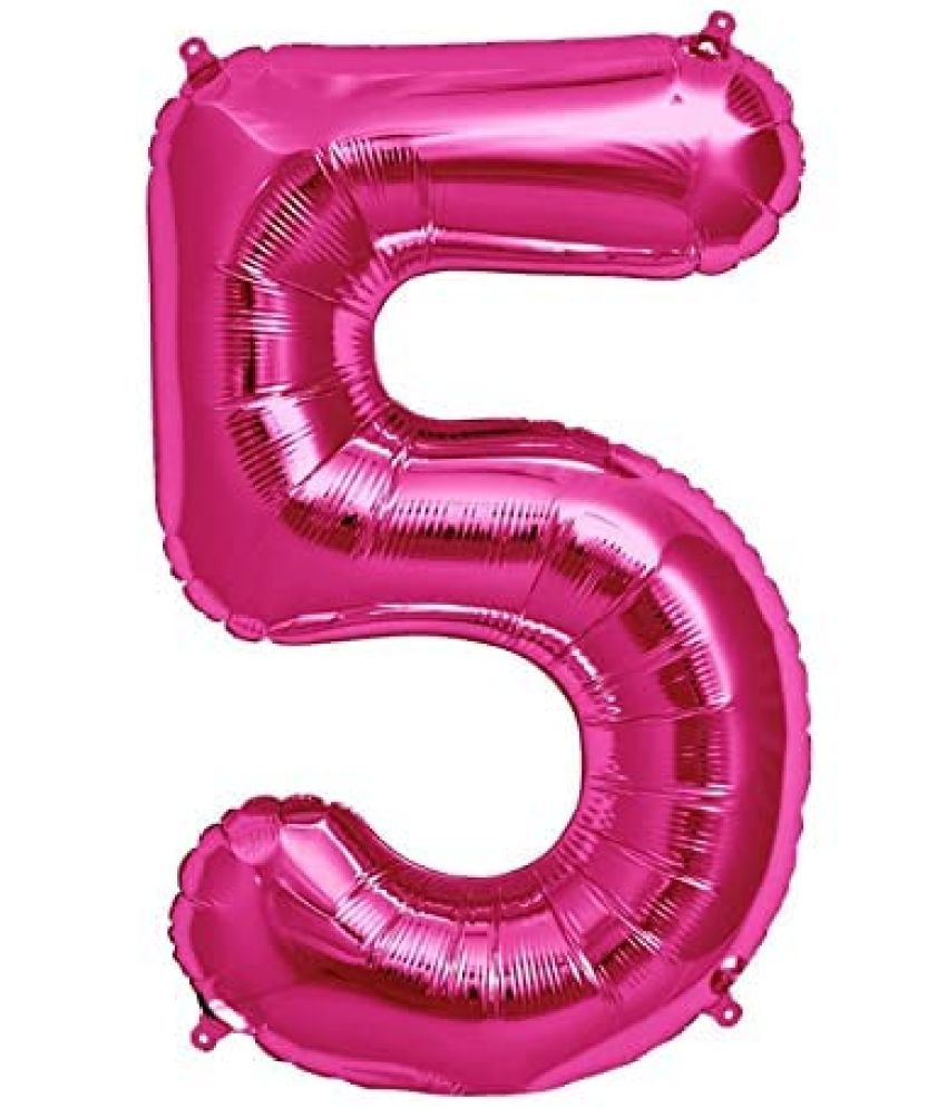     			Lalantopparties Number foil balloon 16 inch 5 number For party decoration, birthday, anniversary, wedding, valentine, baby decoration, bachelorette, bachelors, christmas decoration, Pink (Pack of 1)