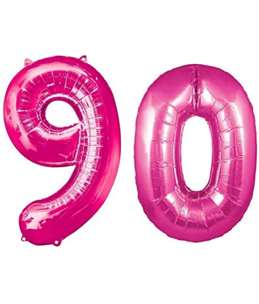     			Lalantopparties Number foil balloon 16 inch 90 number For party decoration, birthday, anniversary, wedding, valentine, baby decoration, bachelorette, bachelors, christmas decoration, Pink (Pack of 1)