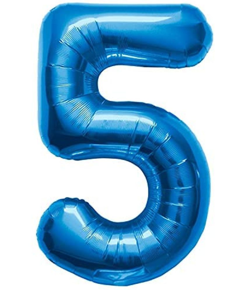     			Lalantopparties Number foil balloon 16 inch 5 number For party decoration, birthday, anniversary, wedding, valentine, baby decoration, bachelorette, bachelors, christmas decoration, Blue (Pack of 1)