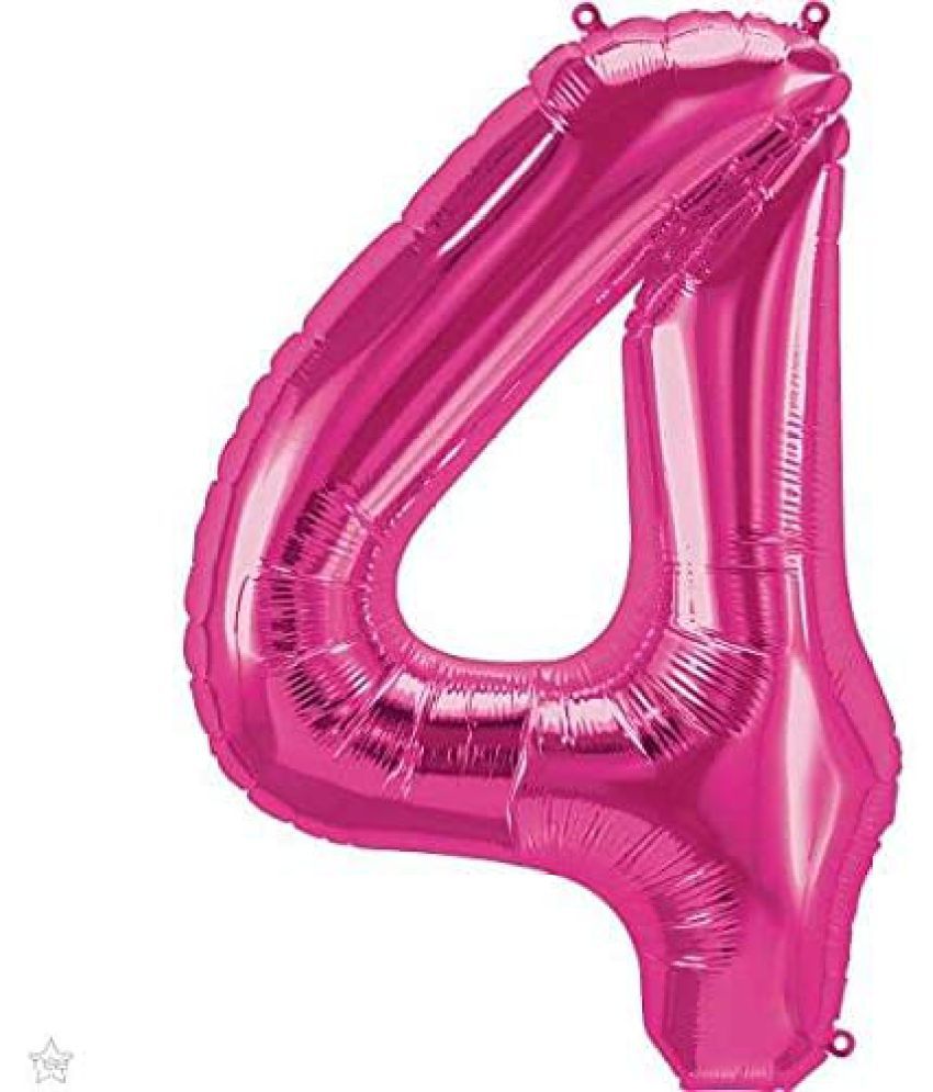     			Lalantopparties Number foil balloon 16 inch 4 number For party decoration, birthday, anniversary, wedding, valentine, baby decoration, bachelorette, bachelors, christmas decoration, Pink (Pack of 1)