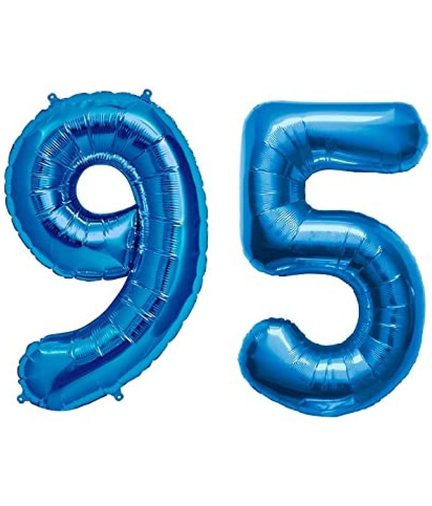     			Lalantopparties Number foil balloon 16 inch 95 number For party decoration, birthday, anniversary, wedding, valentine, baby decoration, bachelorette, bachelors, christmas decoration, Blue (Pack of 1)