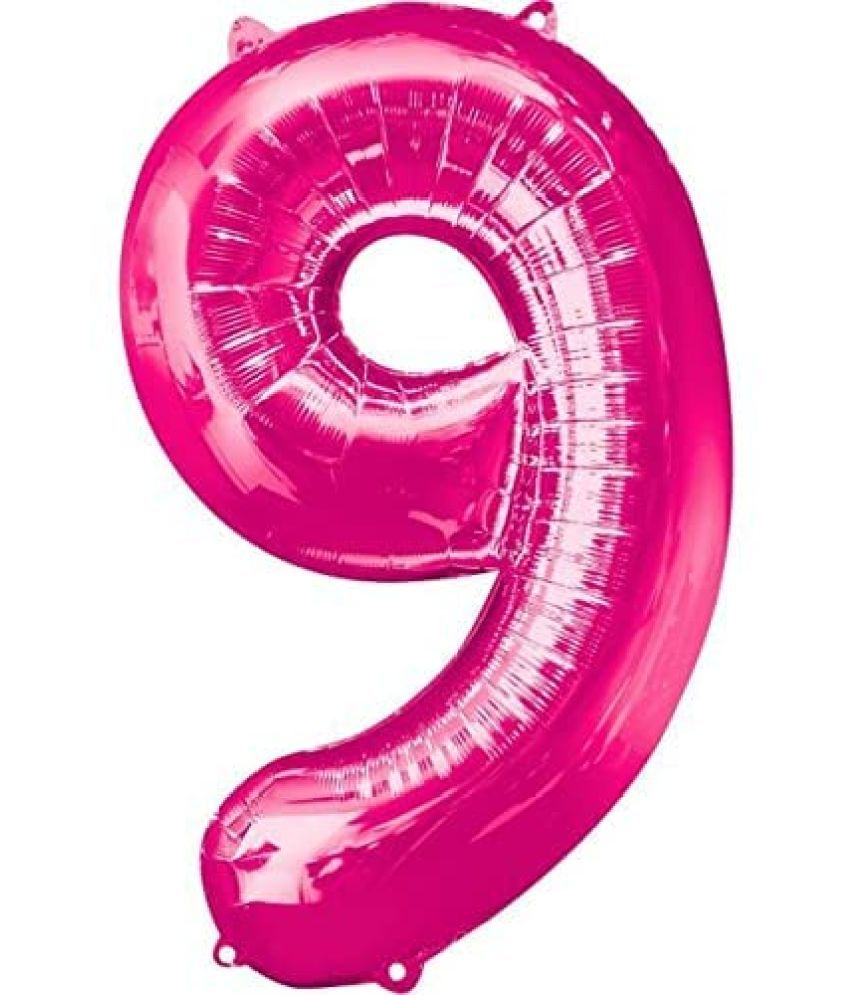     			Lalantopparties Number foil balloon 16 inch 9 number For party decoration, birthday, anniversary, wedding, valentine, baby decoration, bachelorette, bachelors, christmas decoration, Pink (Pack of 1)