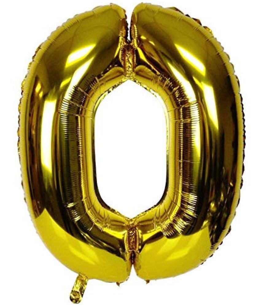     			Lalantopparties Number foil balloon 16 inch 0 number For party decoration, birthday, anniversary, wedding, valentine, baby decoration, bachelorette, bachelors, christmas decoration, Gold (Pack of 1)