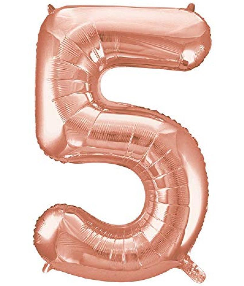     			Lalantopparties Number foil balloon 32 inch 5 number For party decoration, birthday, anniversary, wedding, valentine, baby decoration, bachelorette, bachelors, christmas decoration, Rose Gold (Pack of 1)