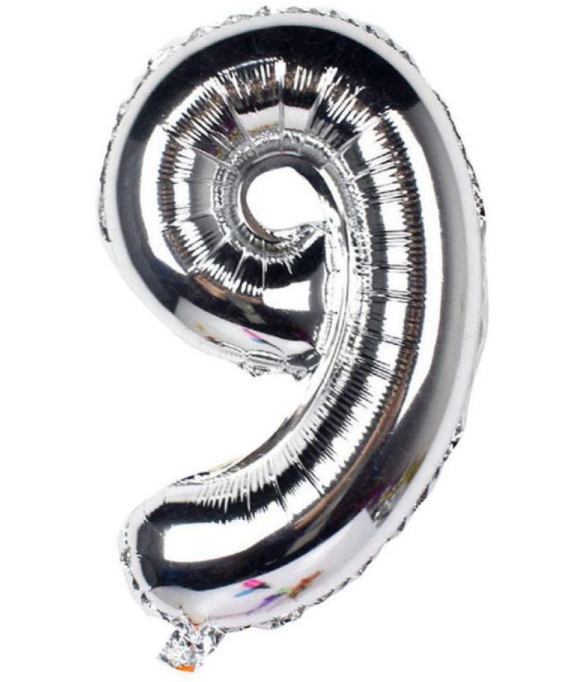     			Lalantopparties Number foil balloon 40 inch 9 number For party decoration, birthday, anniversary, wedding, valentine, baby decoration, bachelorette, bachelors, christmas decoration, Silver (Pack of 1)