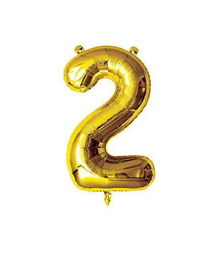     			Lalantopparties Number foil balloon 40 inch 2 number For party decoration, birthday, anniversary, wedding, valentine, baby decoration, bachelorette, bachelors, christmas decoration, Gold (Pack of 1)
