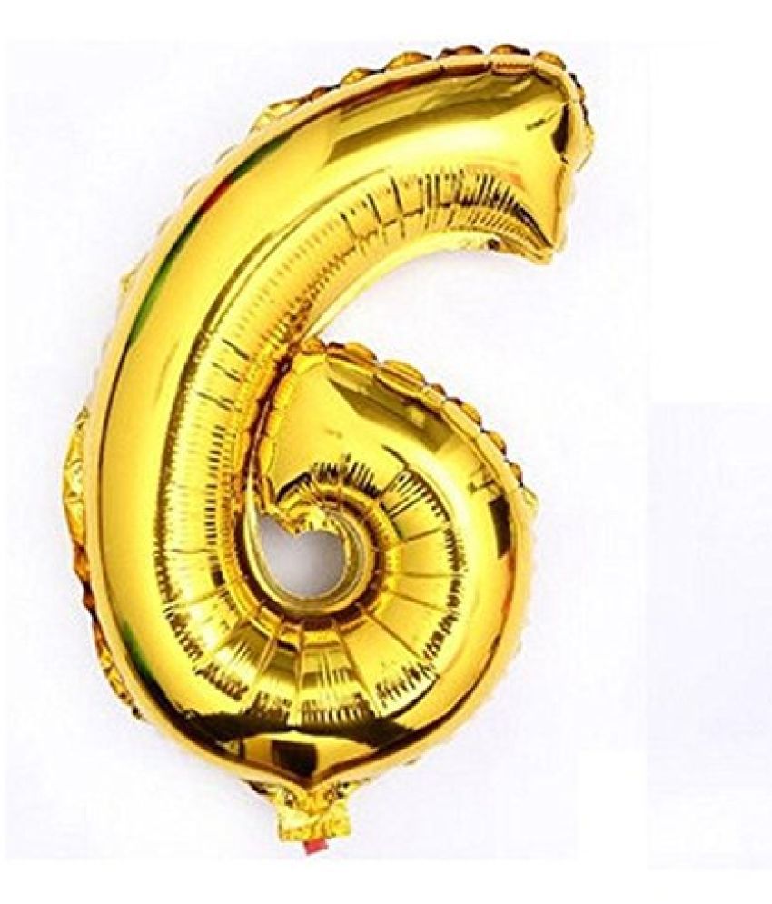     			Lalantopparties Number foil balloon 40 inch 6 number For party decoration, birthday, anniversary, wedding, valentine, baby decoration, bachelorette, bachelors, christmas decoration, Gold (Pack of 1)