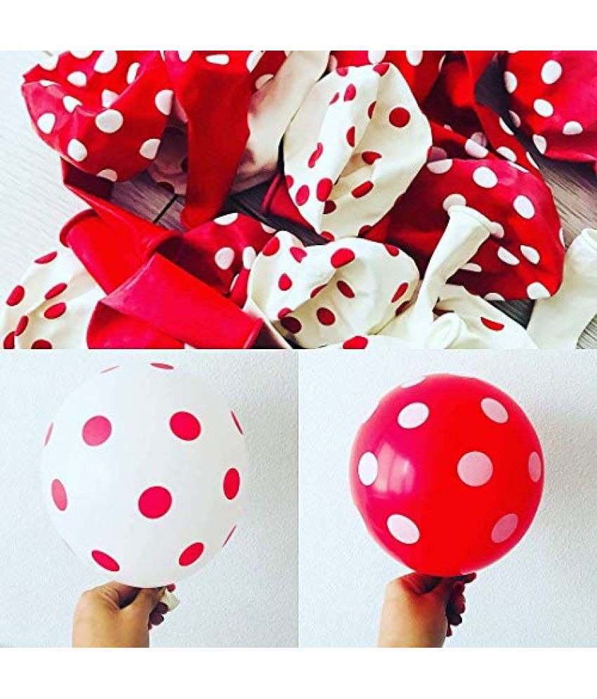     			Lalantopparties Polka Dot Balloon Spotty Balloon For Party Decoration, anniversary, birthday, engagement, bachelorette, bachelors, valentine, bridal shower, Red (10 pcs Pack Of 1)