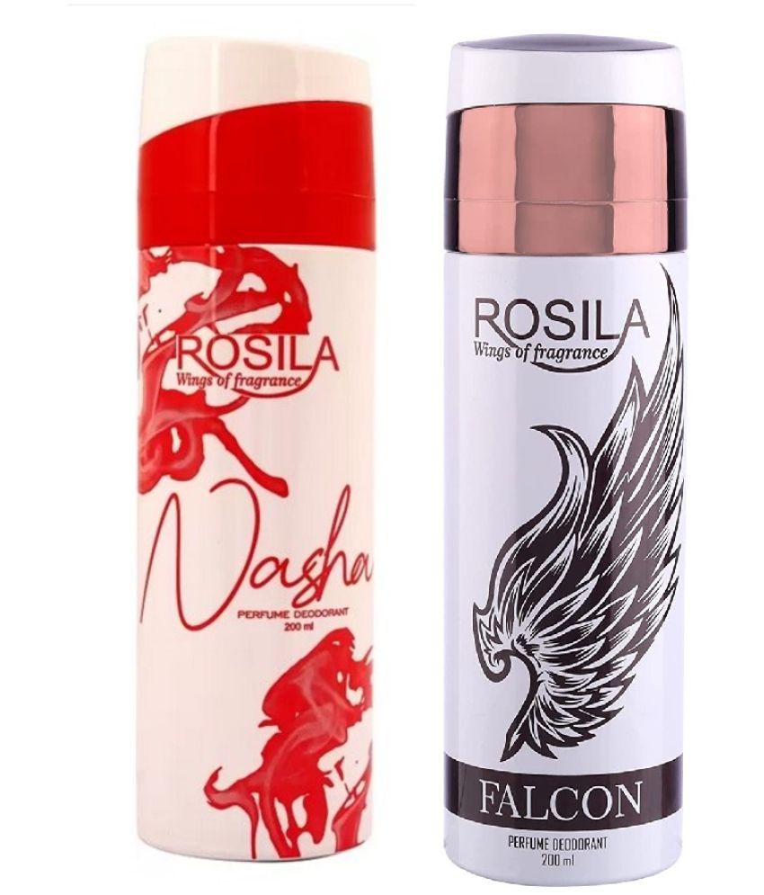     			ROSILA - 1 NASHA 1FALCON DEODORANT ,200ML EACH Deodorant Spray for Men,Women 400 ml ( Pack of 2 )