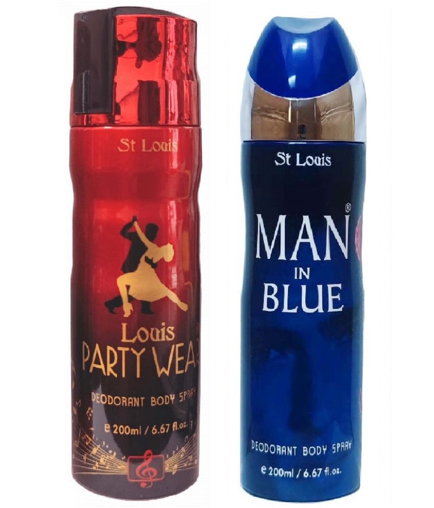     			St Louis - 1 MAN IN BLUE, 1 PARTYWEAR Deodorant Spray for Men,Women 400 ml ( Pack of 2 )