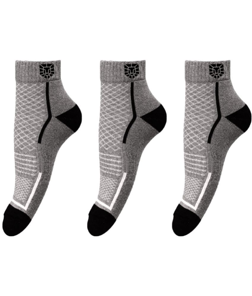     			VAMEAR EXCLUSIVE - Cotton Men's Colorblock Dark Grey Ankle Length Socks ( Pack of 3 )