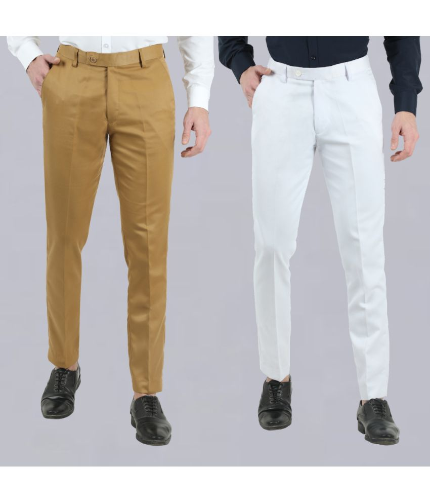     			VEI SASTRE Multicolored Slim Formal Trouser ( Pack of 2 )