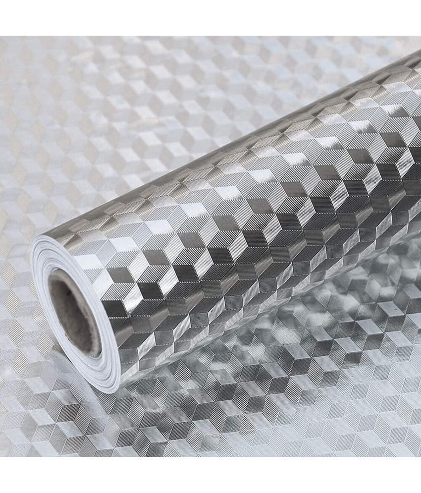     			HOMETALES Silver Oil Proof Aluminum Foil Self Adhesive Sticker (60cm x 200cm) (Pack of 1)