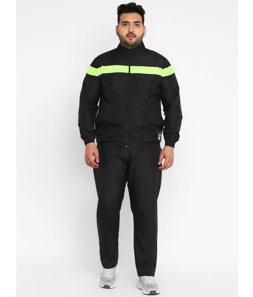     			YUUKI - Black Polyester Regular Fit Striped Men's Sports Tracksuit ( Pack of 1 )