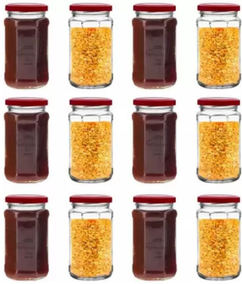     			skwaion - Red Glass Dal Container ( Set of 12 ) - 400 ml
