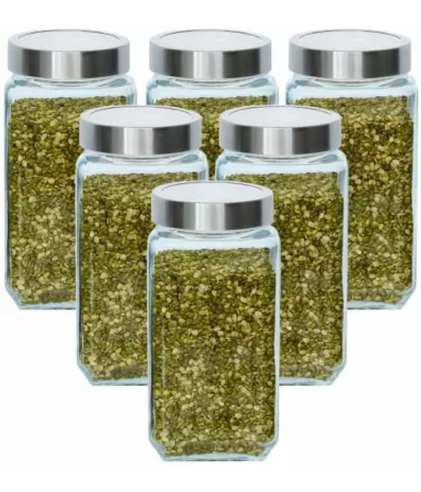     			skwaion Glass Silver Dal Container ( Set of 6 )