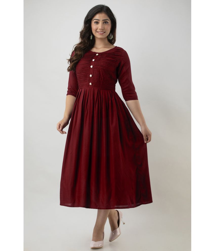     			Frionkandy - Maroon Rayon Women's Flared Kurti ( Pack of 1 )