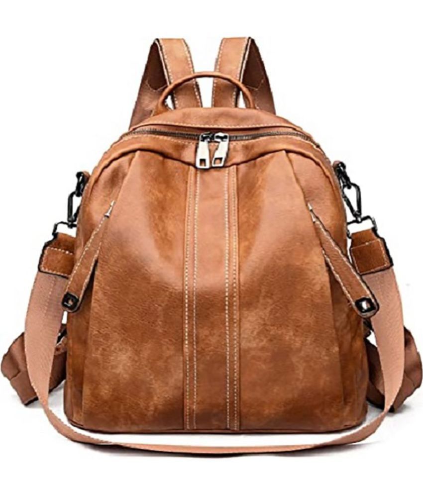     			Louis Craft - Brown Leather Backpack ( 15 Ltrs )