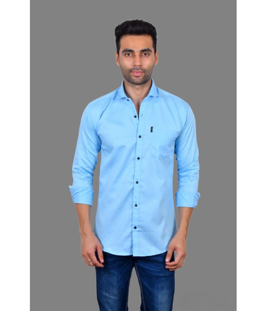     			MOUDLIN - Blue Cotton Blend Slim Fit Men's Casual Shirt ( Pack of 1 )