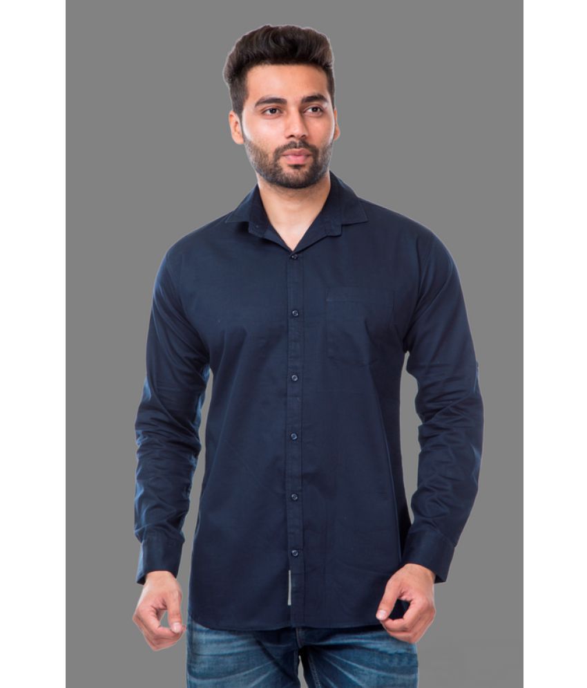     			MOUDLIN - Navy Blue Cotton Blend Slim Fit Men's Casual Shirt ( Pack of 1 )