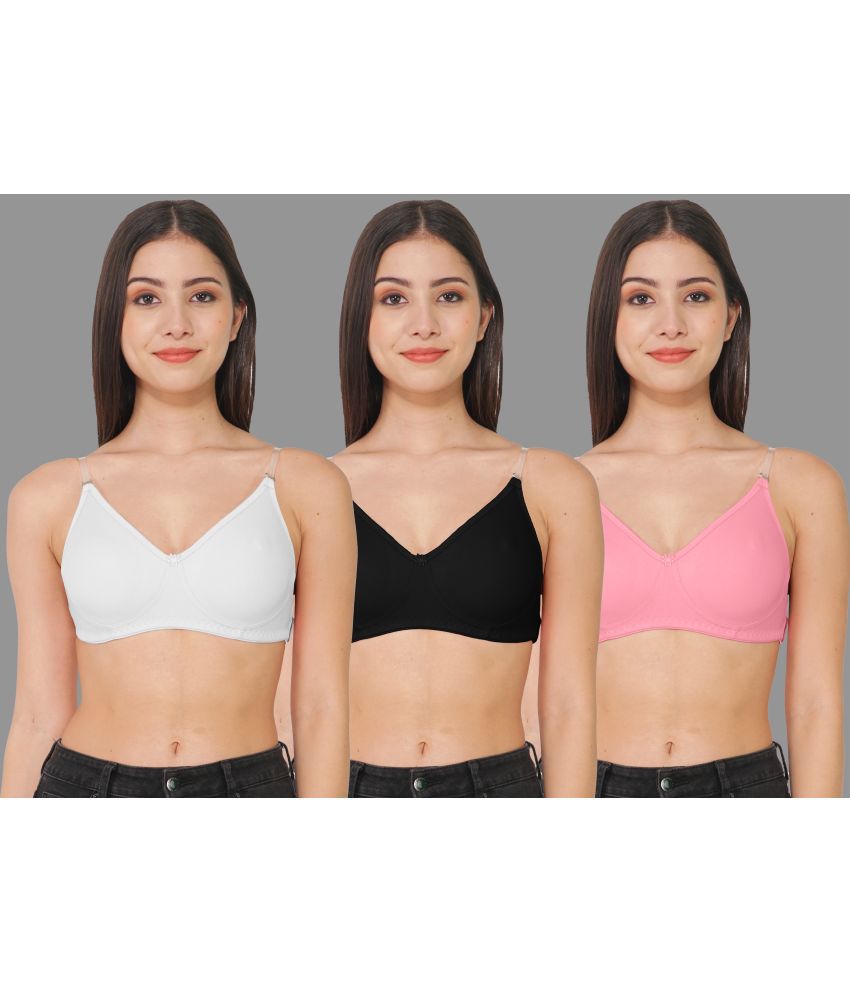     			Madam - Multicolor Cotton Blend Lightly Padded Women's Everyday Bra ( Pack of 3 )