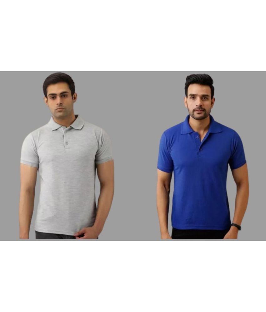     			SKYRISE - Multicolor Cotton Blend Slim Fit Men's Polo T Shirt ( Pack of 2 )