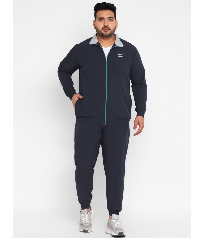     			YUUKI - Navy Polyester Regular Fit Colorblock Men's Sports Tracksuit ( Pack of 1 )