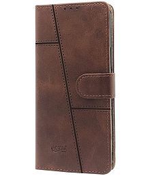Kosher Traders - Brown Artificial Leather Flip Cover Compatible For Oppo A53 ( Pack of 1 )