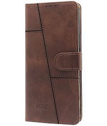 Kosher Traders - Brown Artificial Leather Flip Cover Compatible For Oppo A53s ( Pack of 1 )
