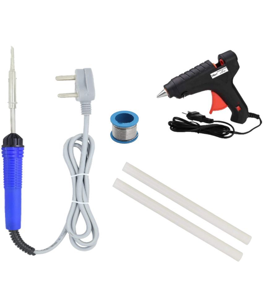     			ALDECO: ( 5 in 1 ) Soldering Iron Kit contains- Blue Iron, Glue Gun 2 Glue Stick, Wire