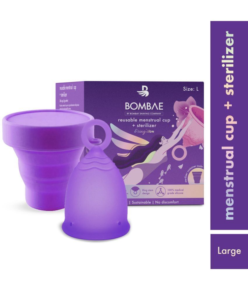     			Bombae Reusable Menstrual Cup & Sterilizer, Easy removal, Medium size, 12 hrs protection, Rash free, No leakage, No odour