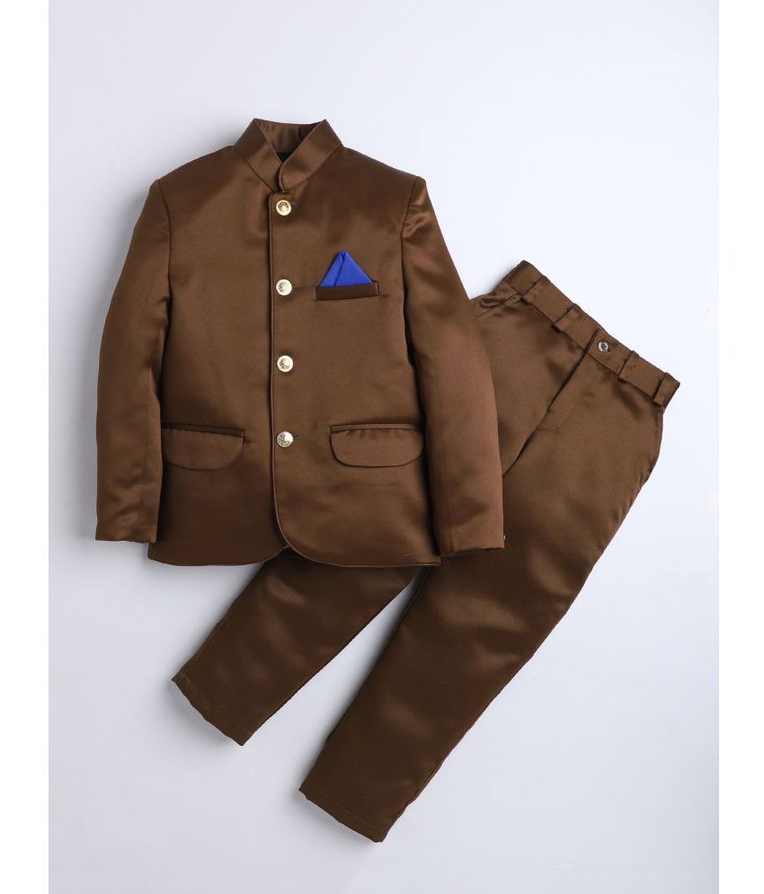     			DKGF Fashion Boys Polyester 2 Piece Suit ( Brown , Pack of 1 )