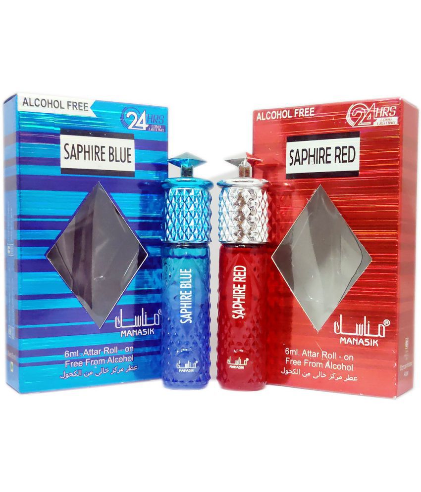     			MANASIK  SAPHIRE BLUE & SAPHIRE RED Concentrated   Attar Roll On 6ml .  ( COMBO SET )