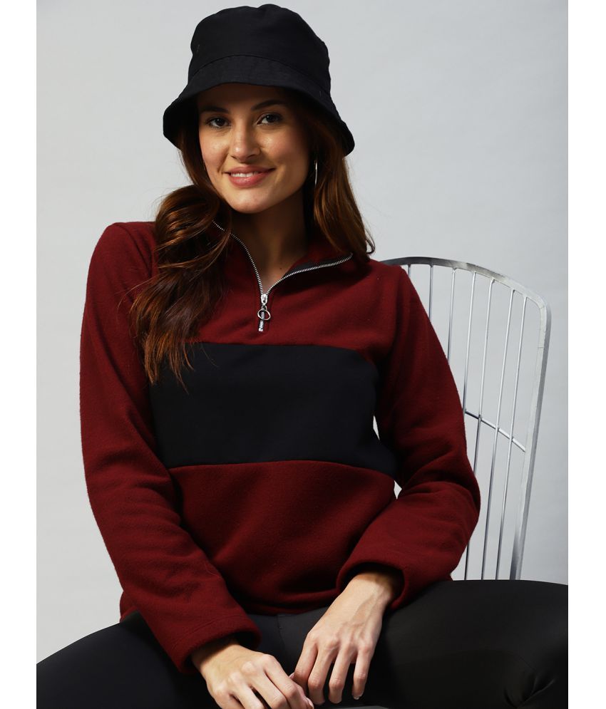     			Rigo Fleece Maroon Non Zippered Sweatshirt