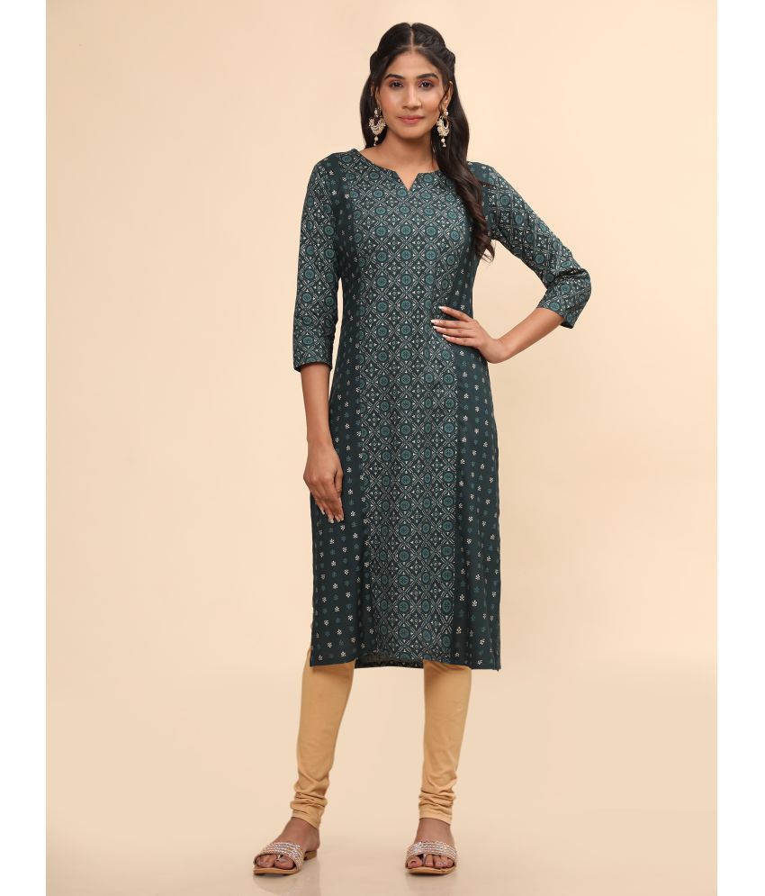     			Vbuyz - Green Rayon Women's Straight Kurti ( Pack of 1 )