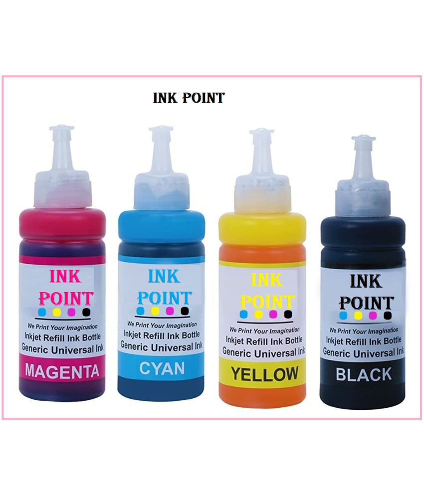     			INK POINT Multicolor Four bottles Refill Kit for Refill Ink x 100ml Multicolor Pack of 4 Ink bottle for For Use In H_P DeskJet 2131 Printer