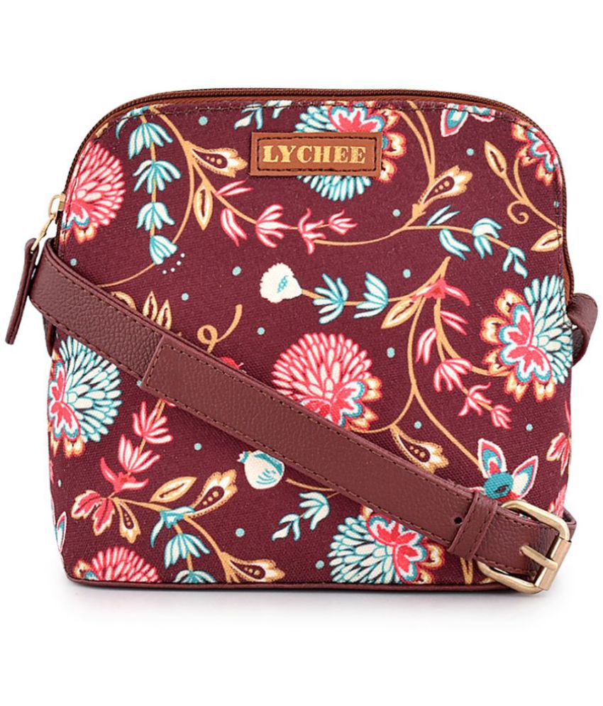     			Lychee Bags - Maroon Canvas Sling Bag