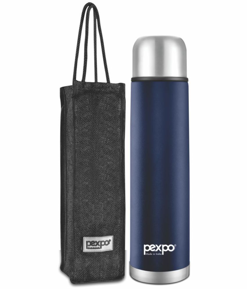     			Pexpo 1000ml 24 Hrs Hot and Cold Flask with Jute-bag, Flamingo Vacuum insulated Bottle (Pack of 1, Denim Blue)