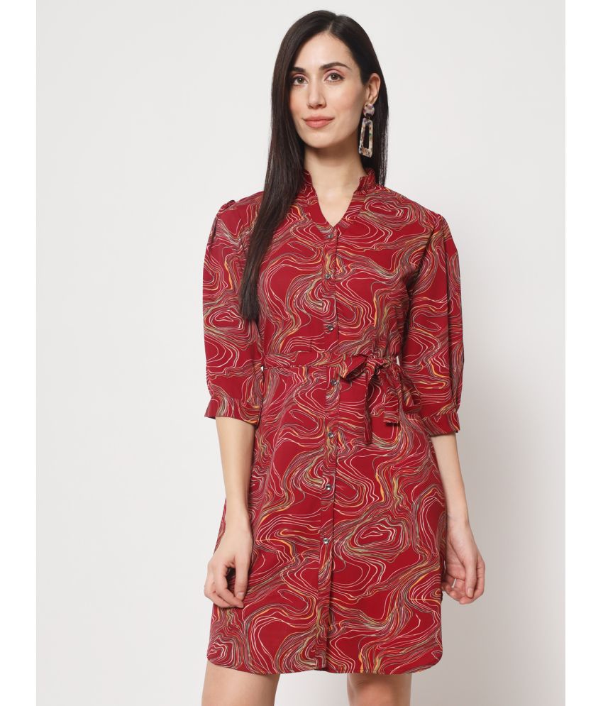     			Rudrakriti - Red Crepe Women's Shirt Dress ( Pack of 1 )