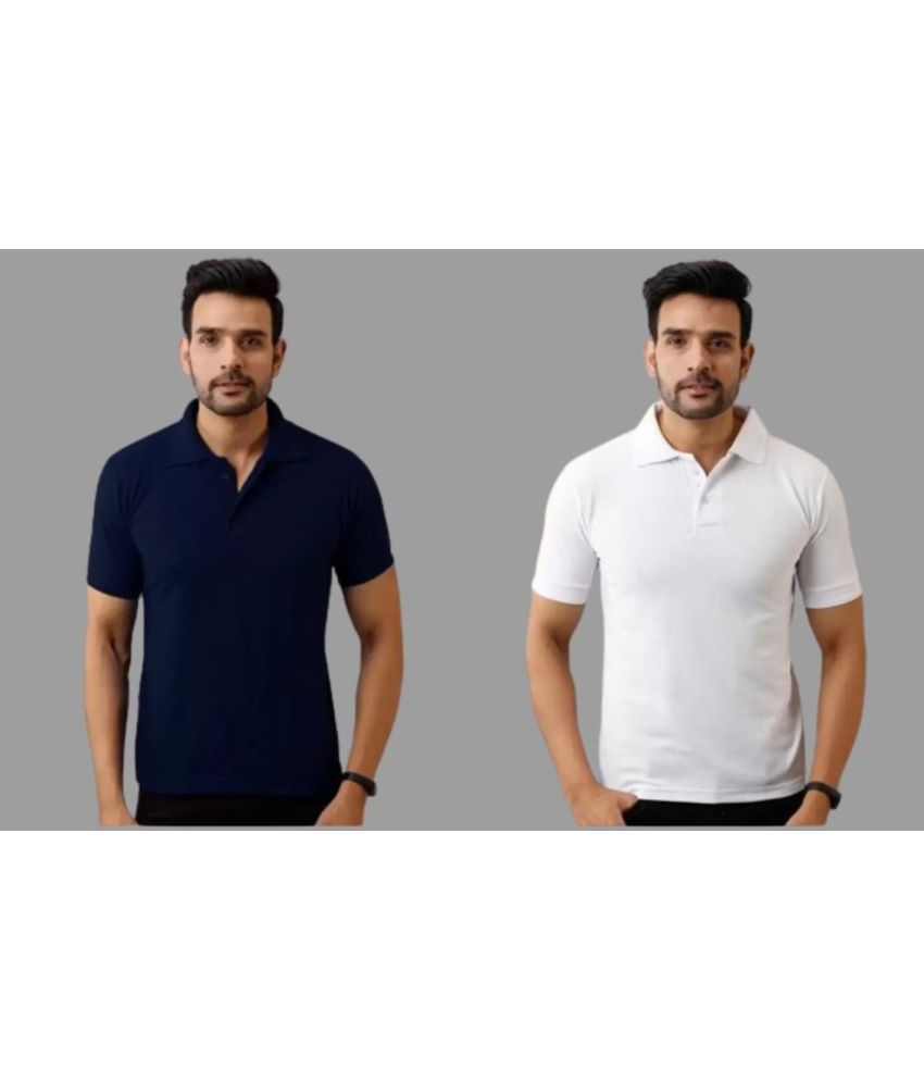     			SKYRISE - Multicolor Cotton Blend Slim Fit Men's Polo T Shirt ( Pack of 2 )